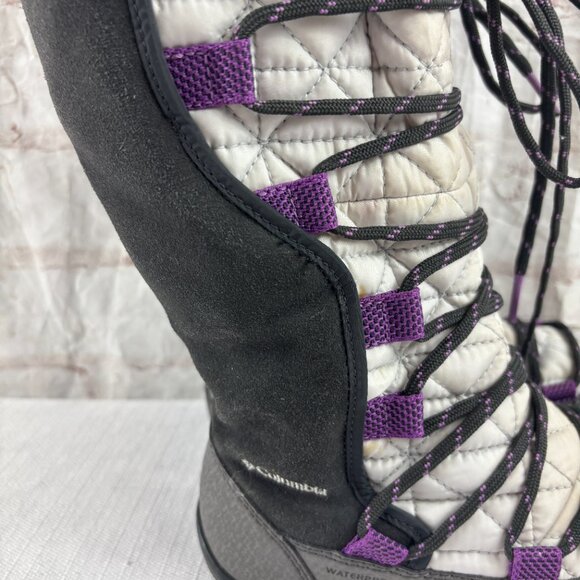 Columbia Girls Youth 1 Loveland White Purple Waterproof Winter Snow Boots - Picture 11 of 16